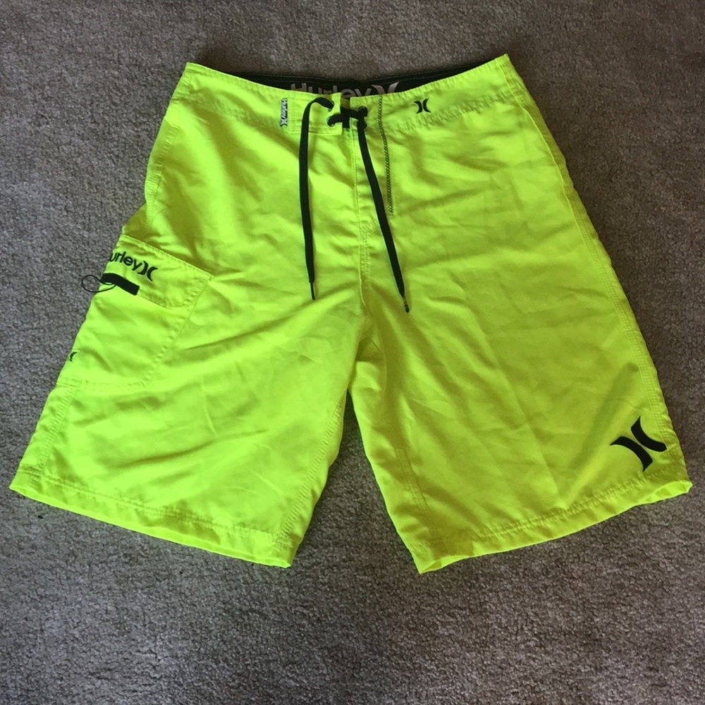 Men’s Hurley Neon Yellow Board Shorts Swimsuit